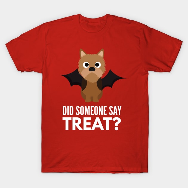 Norwich Terrier Halloween Trick or Treat T-Shirt by DoggyStyles